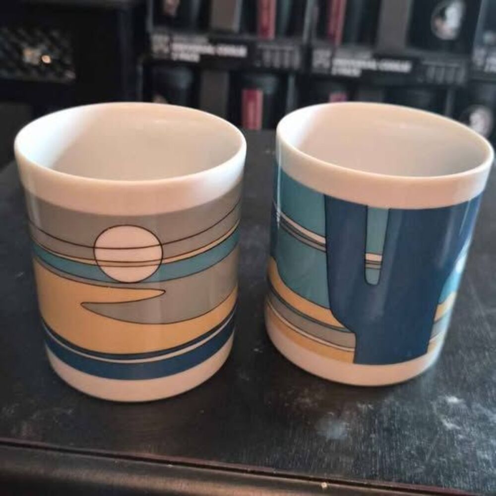 Japanese Ceramic Mugs Desert Theme set of 2